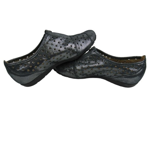 Gabor Hovercraft Dark Gray Shimmer Perforated Flats Zip Up Womens Sz 6 Portugal - Picture 5 of 8